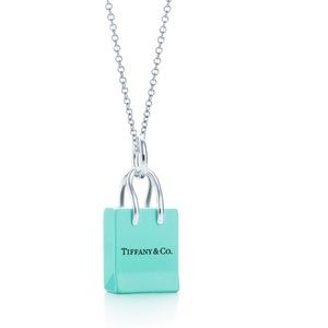 Authentic Tiffany& Co. shopping bag enamel charm necklace like new